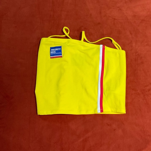 Forever 21 Yellow USPS Priority Spaghetti Strap Tube Top Size Medium - Picture 6 of 9